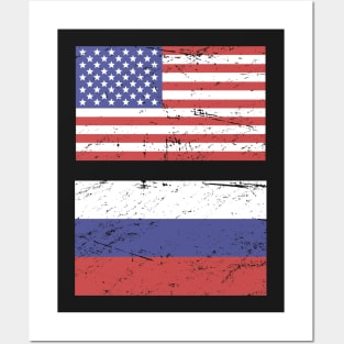 United States Flag & Russia Flag Posters and Art